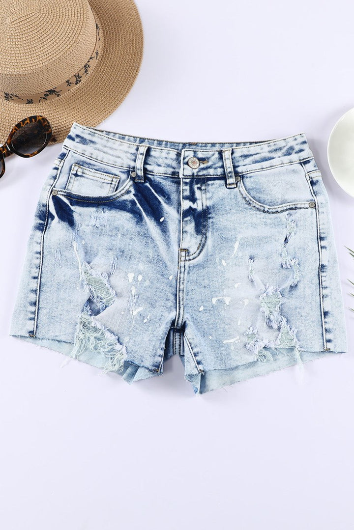 Mayra Distressed Bleached Denim Shorts - Rebel Nomad