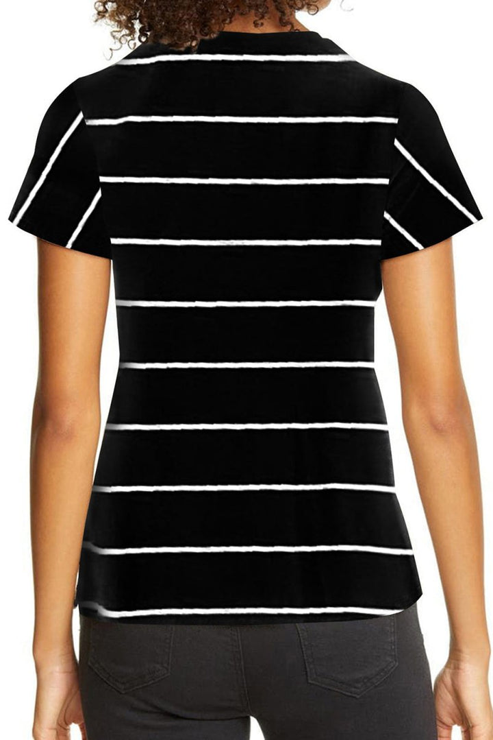 Meghan Round Neck Striped Print T-shirt - Rebel Nomad