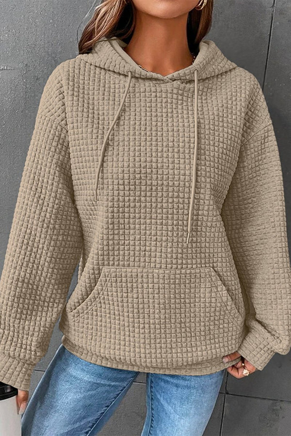 Melani Quilted Kangaroo Pocket Drawstring Hoodie - Rebel Nomad