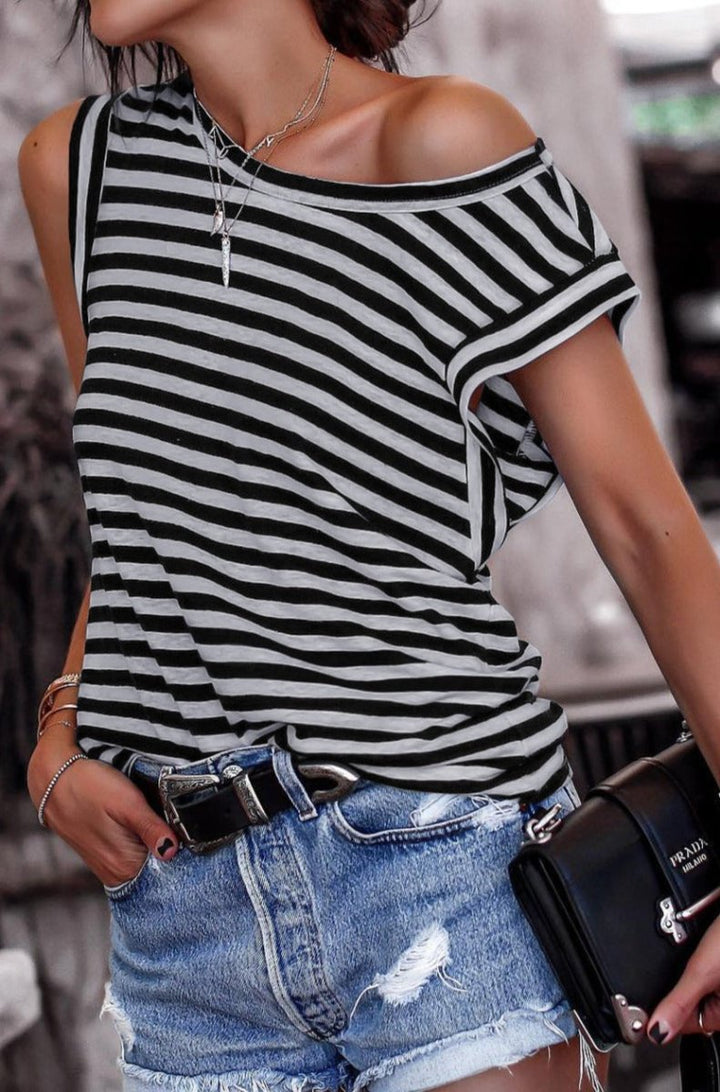 Melinoe Striped Butterfly Sleeve T-shirt - Rebel Nomad