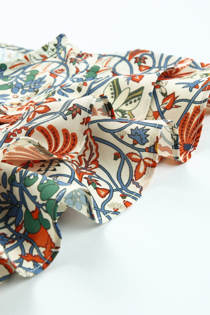 Minuet Vintage Floral Shirred Ruffle Sleeve Blouse - Rebel Nomad
