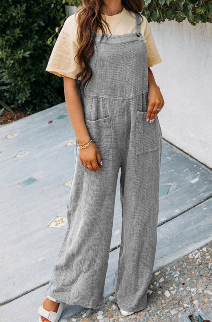 Mirabelle Textured Wide Leg Overall with Pockets - Rebel Nomad