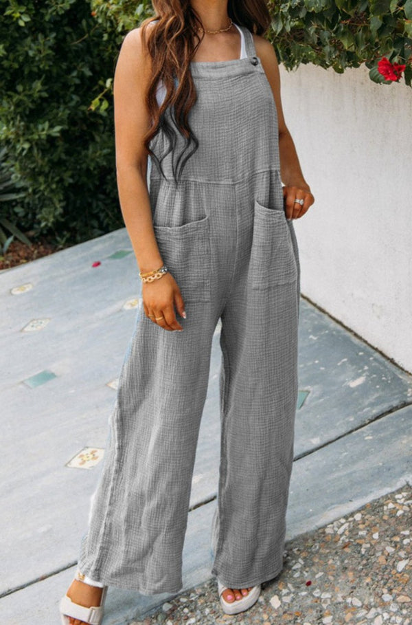 Mirabelle Textured Wide Leg Overall with Pockets - Rebel Nomad