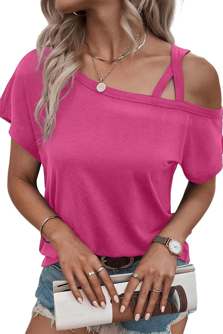 Mirage Asymmetric Criss Cross One Shoulder T-shirt - Rebel Nomad