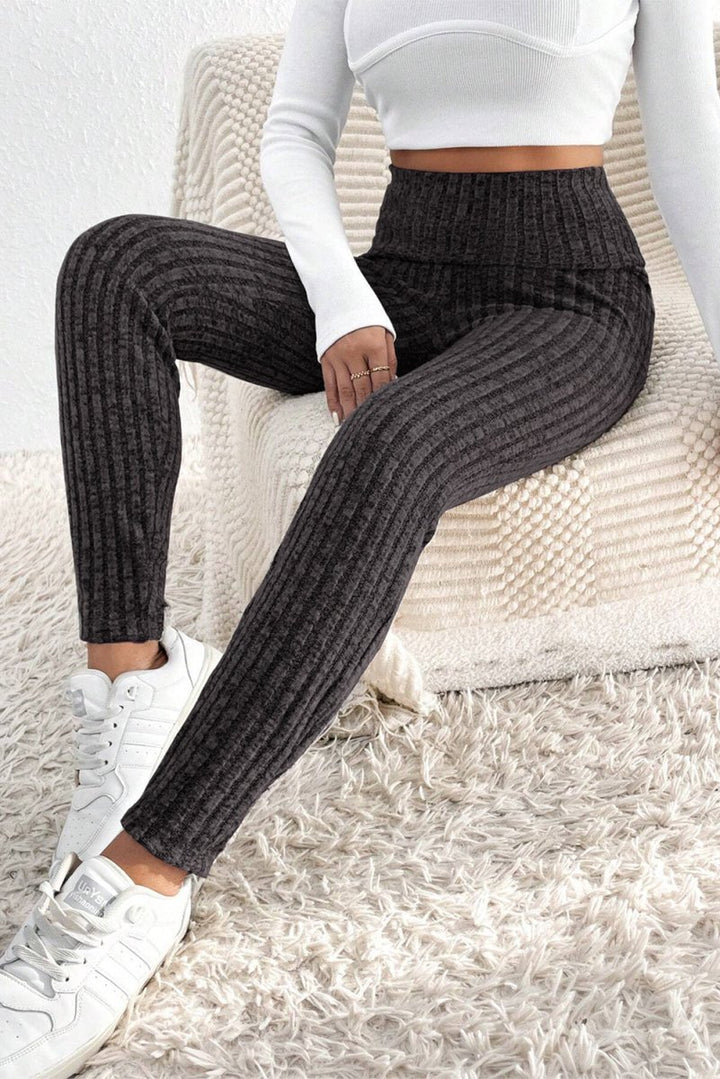 Mireia Wide Waistband Ribbed Textured Knit Leggings - Rebel Nomad