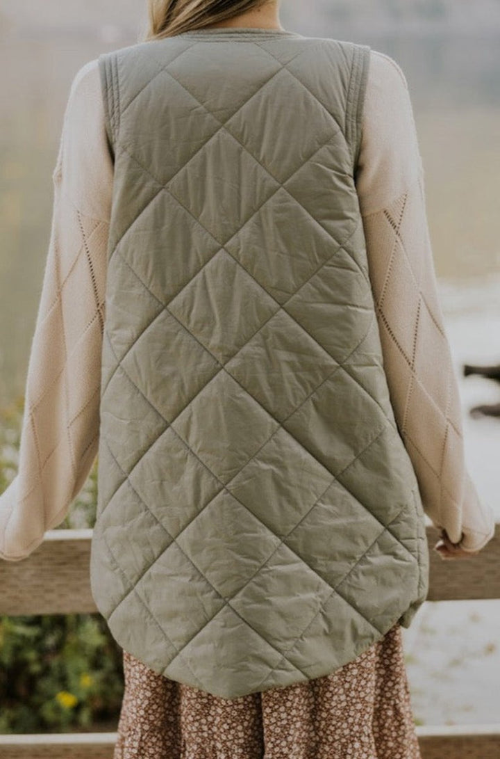 Missy Quilted Long Vest Jacket with Pockets - Rebel Nomad