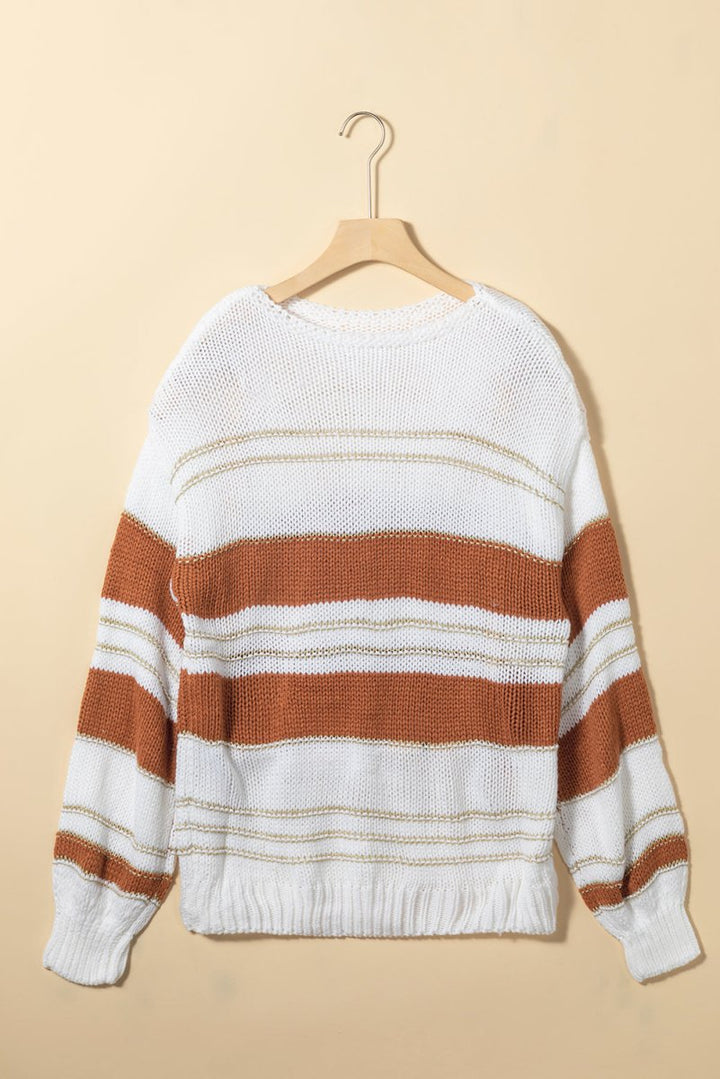 Mylah Striped Knit Puff Sleeve Casual Sweater - Rebel Nomad