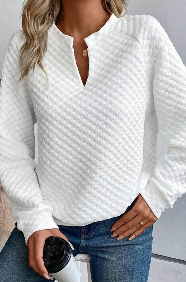 Naiara Split Neck Quilted Long Sleeve Top - Rebel Nomad