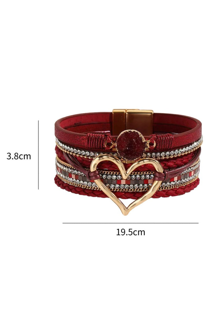 Naya Valentine Rhinestone Heart Layered Bracelet - Rebel Nomad