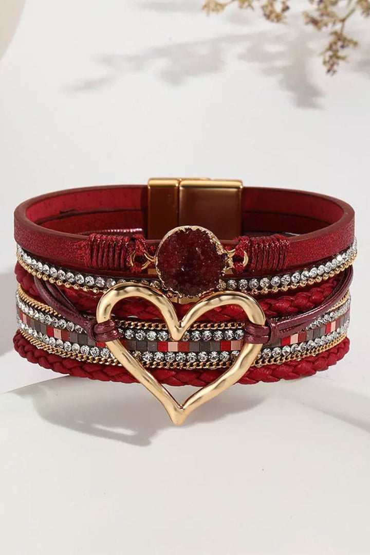 Naya Valentine Rhinestone Heart Layered Bracelet - Rebel Nomad