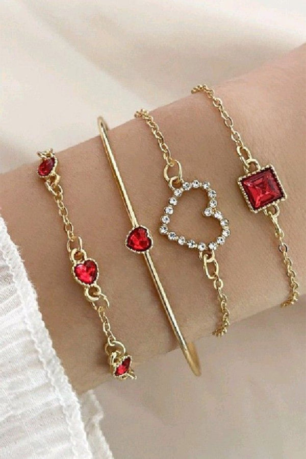 Nebula 4pcs Valentine Diamond Heart Bracelet Set - Rebel Nomad
