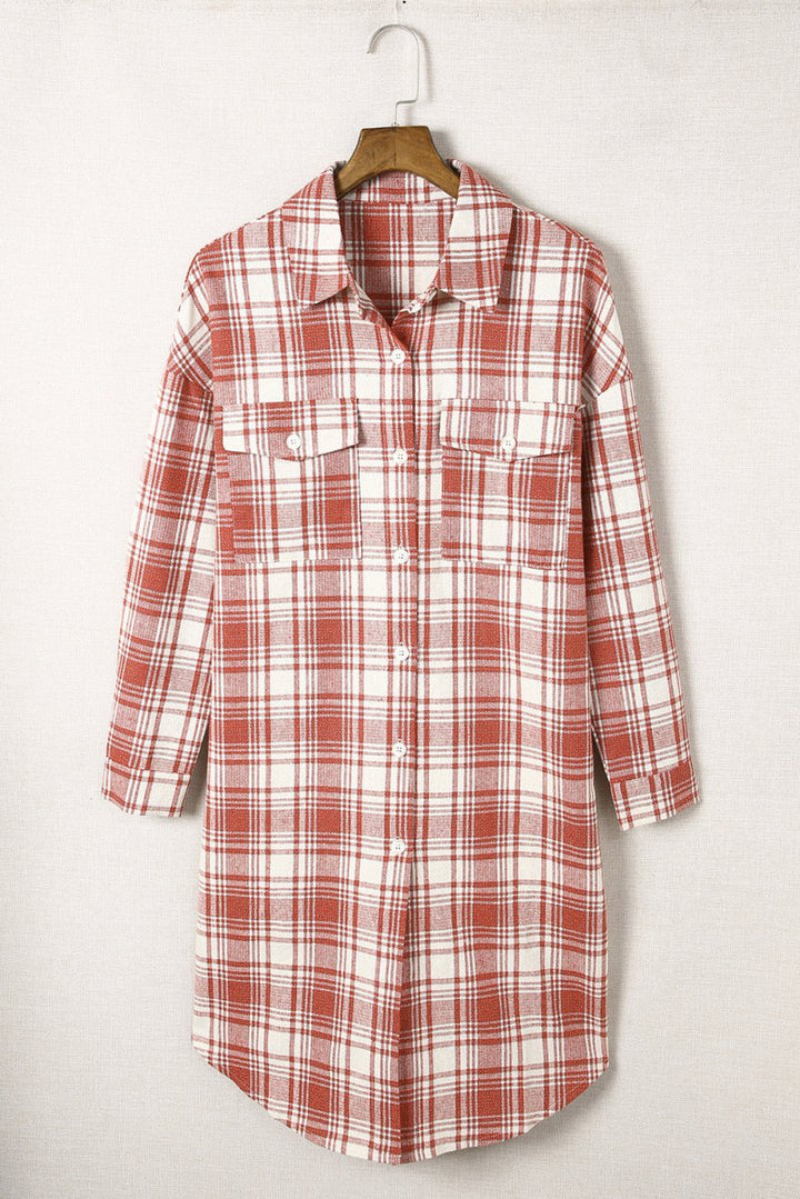 Nellie Plaid Print Button Long Shacket - Rebel Nomad