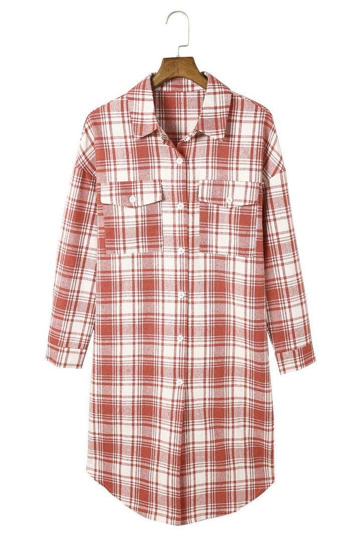 Nellie Plaid Print Button Long Shacket - Rebel Nomad