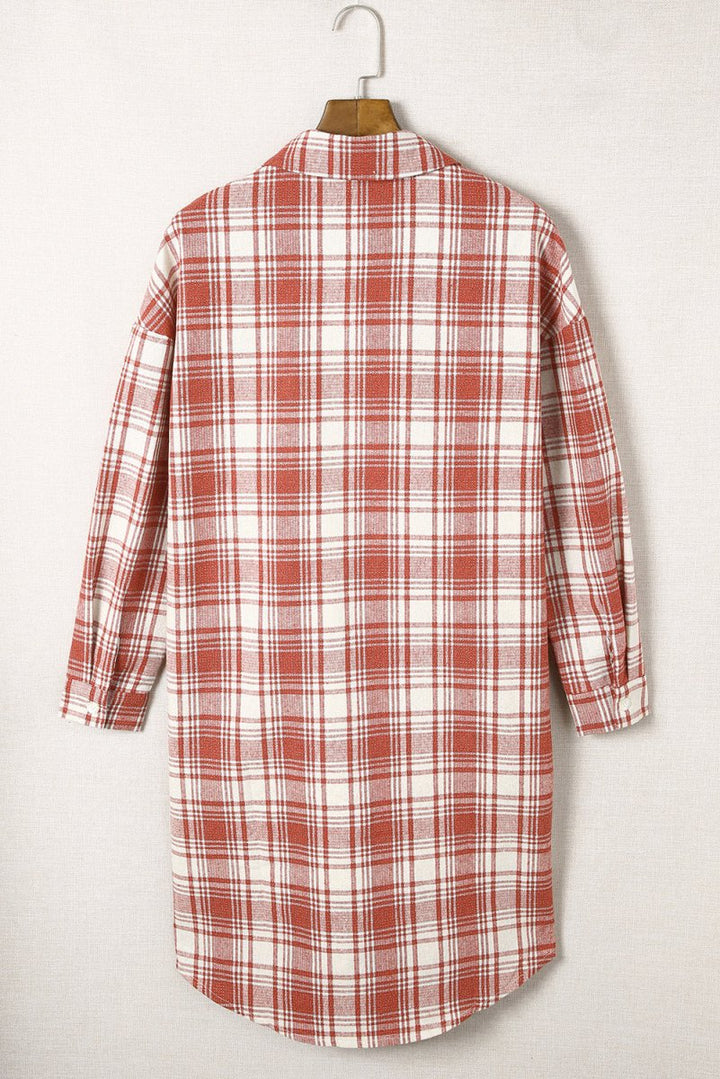 Nellie Plaid Print Button Long Shacket - Rebel Nomad