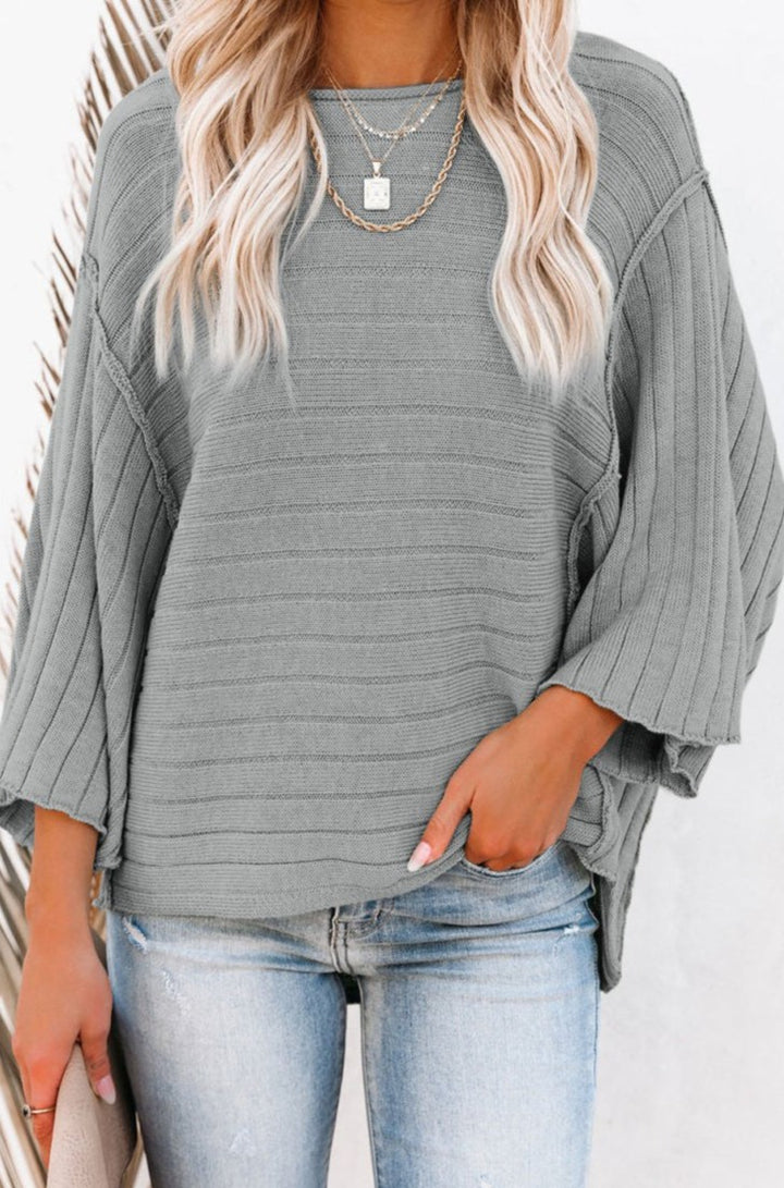 Nera Exposed Seam Ribbed Knit Dolman Top - Rebel Nomad