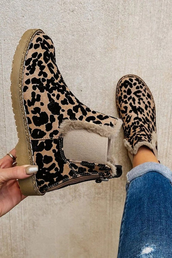 Nereid Leopard Zip Up Fleece Lining Chelsea Boots - Rebel Nomad