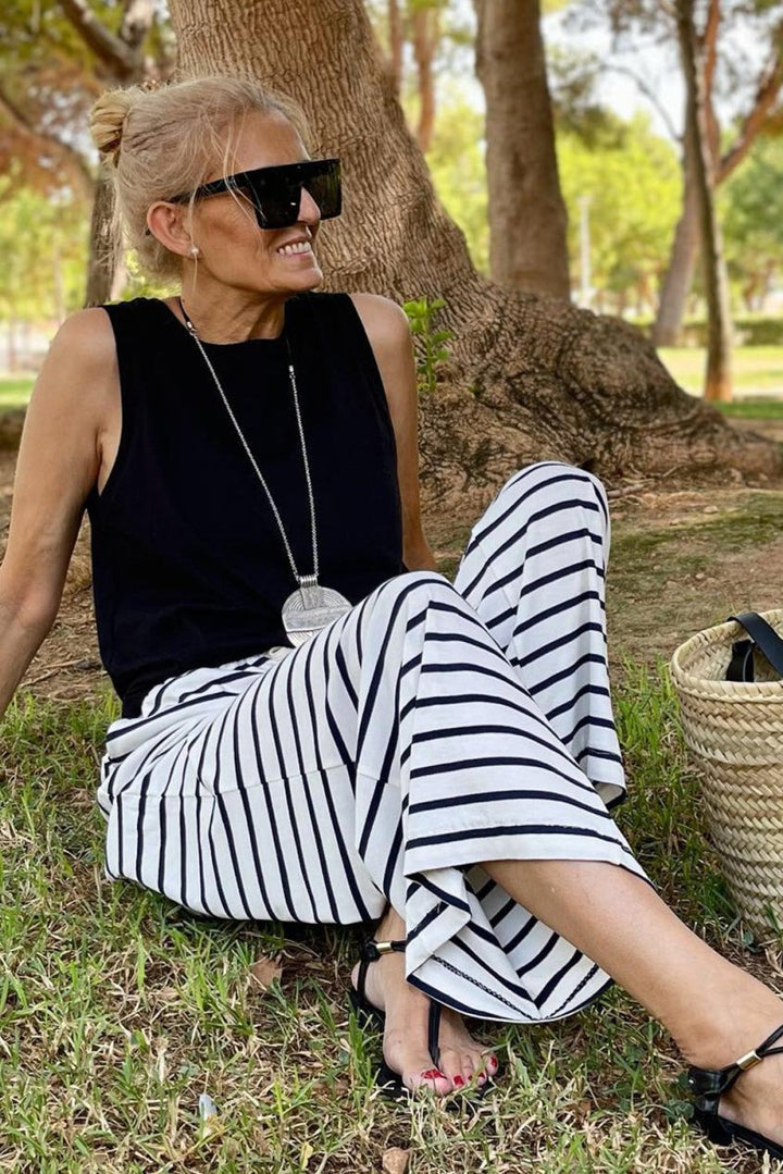 Nicoletta Drawstring Striped Wide Leg Pants - Rebel Nomad