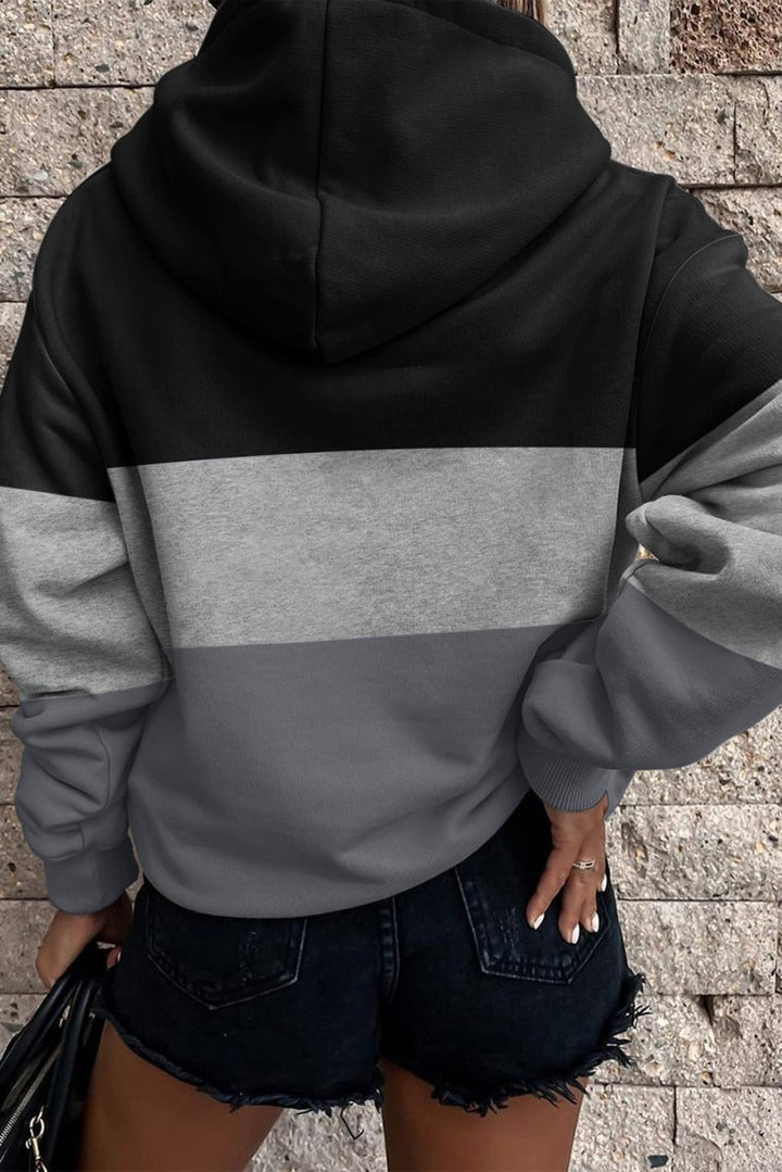 Noelia Triple Color Block Hoodie with Kangaroo Pocket - Rebel Nomad