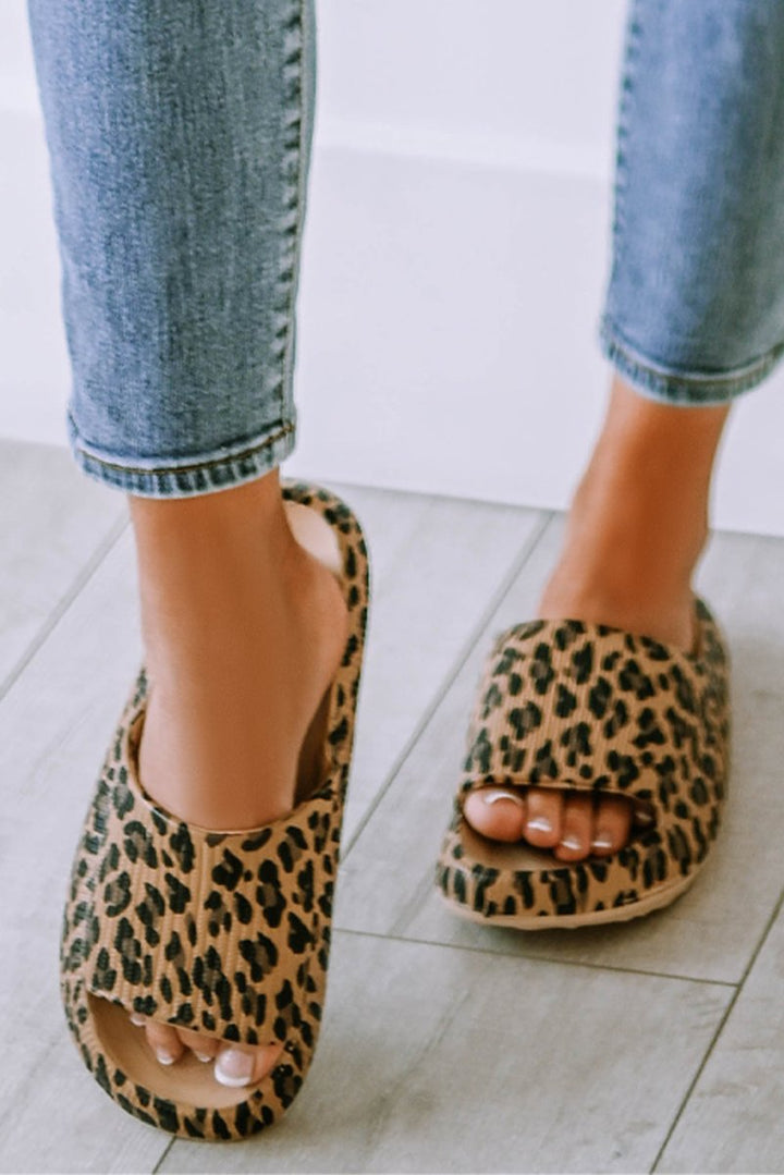 Nolwenn Leopard Print Thick Sole Slip-On Slippers - Rebel Nomad