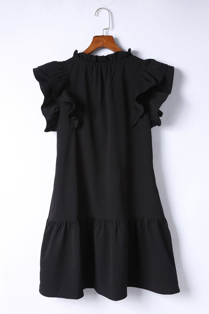 Norah Tiered Ruffled Sleeves Mini Dress with Pockets - Rebel Nomad