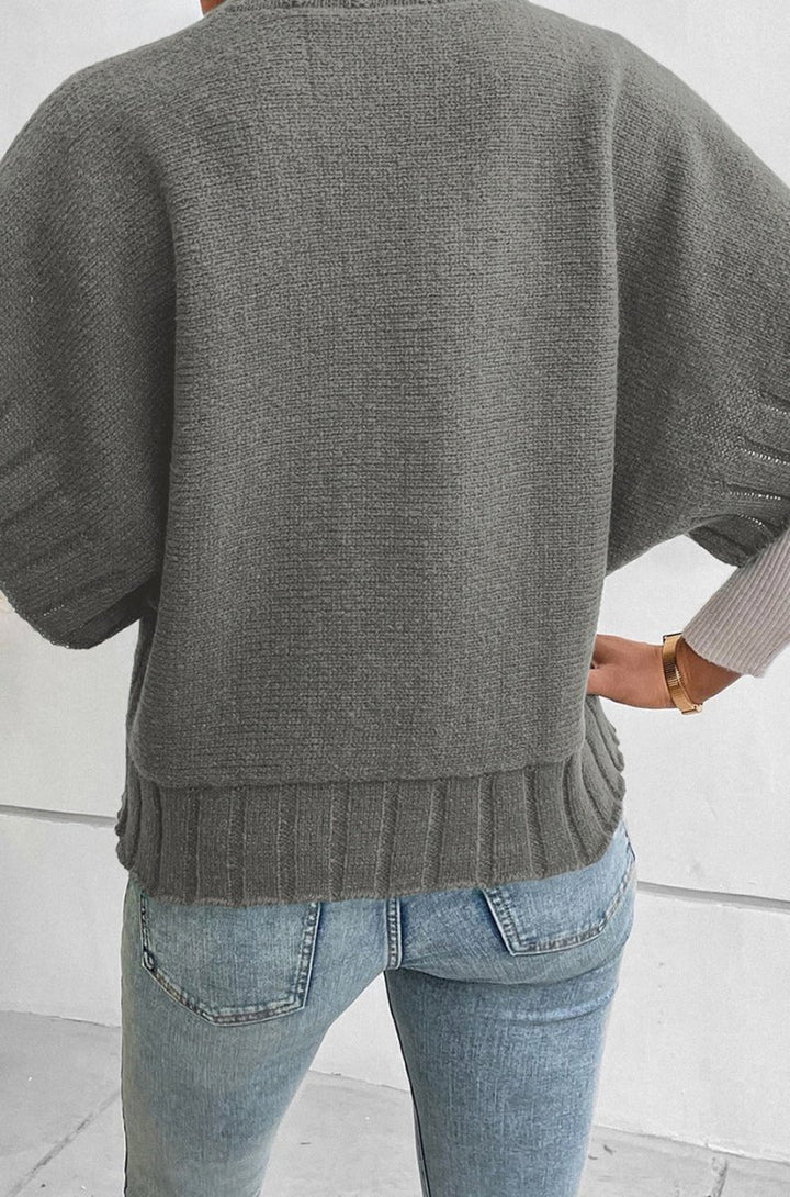 Oaklyn Mock Neck Batwing Short Sleeve Knit Sweater - Rebel Nomad