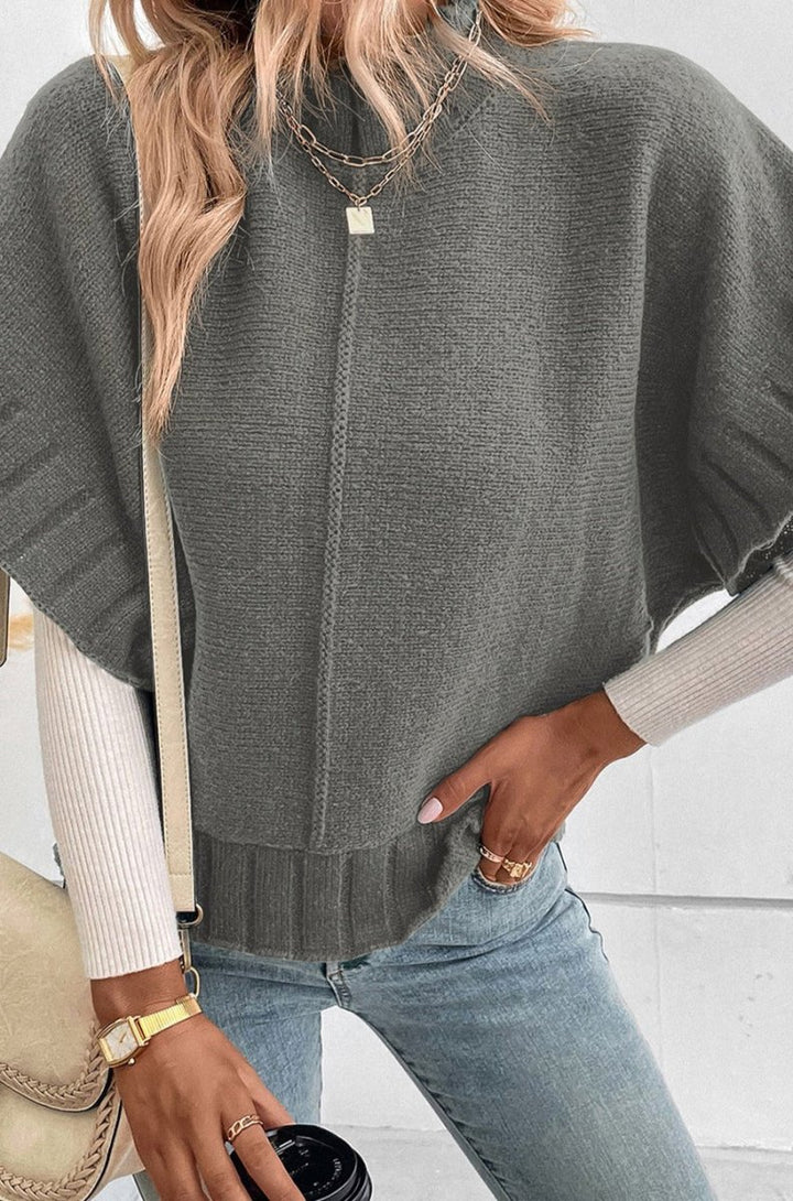 Oaklyn Mock Neck Batwing Short Sleeve Knit Sweater - Rebel Nomad