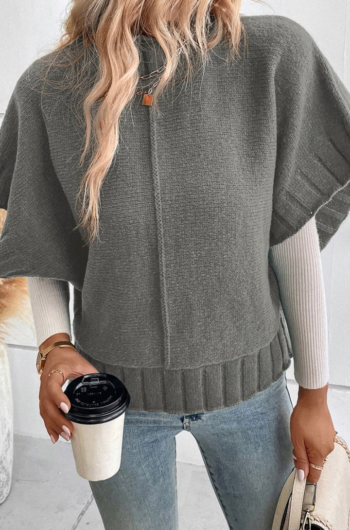 Oaklyn Mock Neck Batwing Short Sleeve Knit Sweater - Rebel Nomad