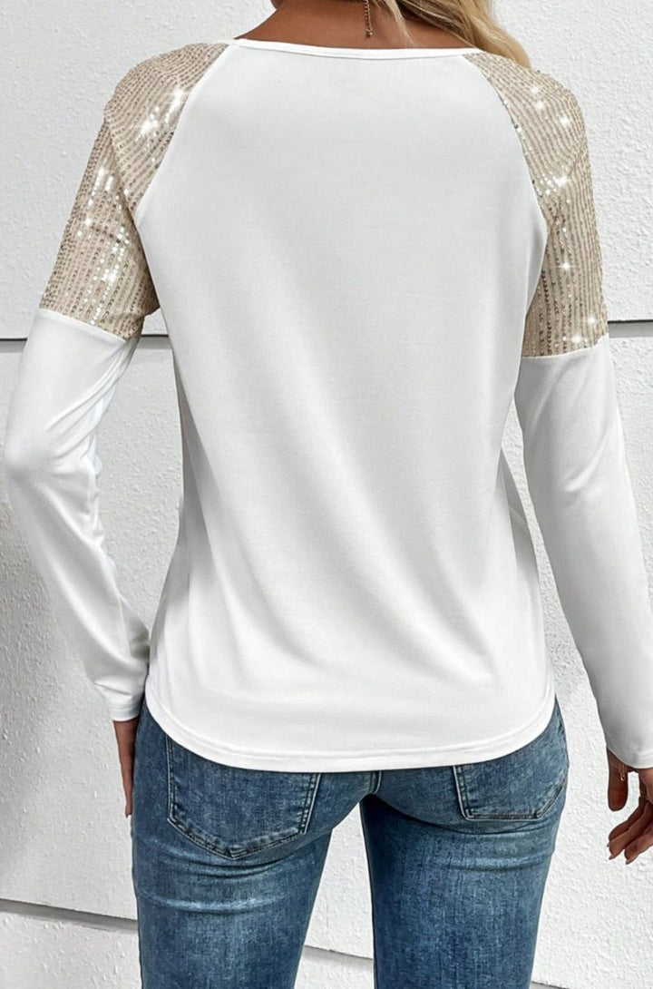 Oma Sequin Patch Chest Pocket Raglan Sleeve Top - Rebel Nomad