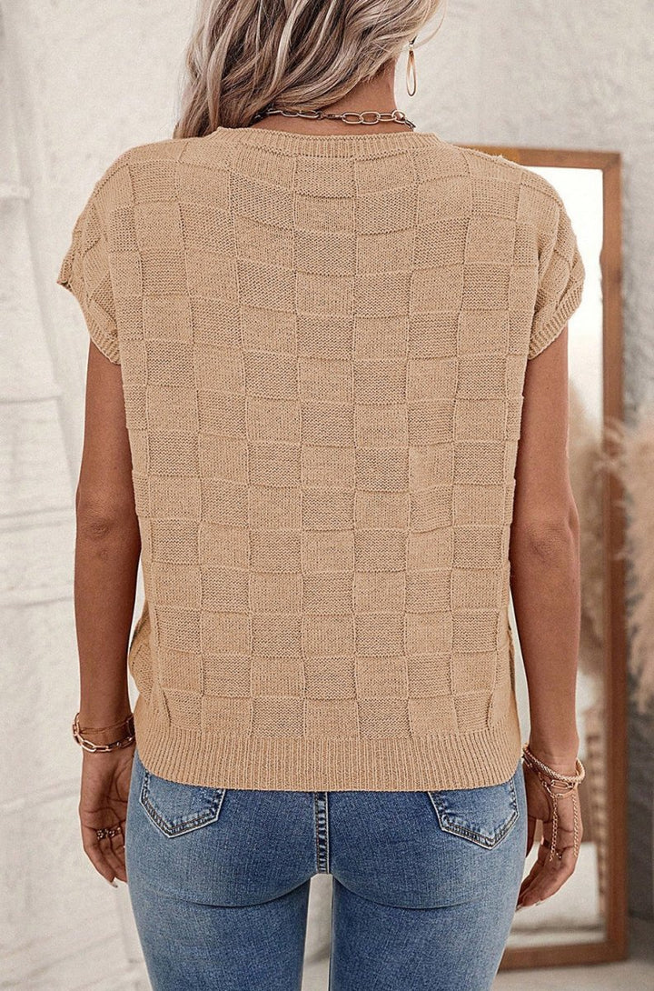 Oonagh Lattice Textured Knit Short Sleeve Sweater - Rebel Nomad