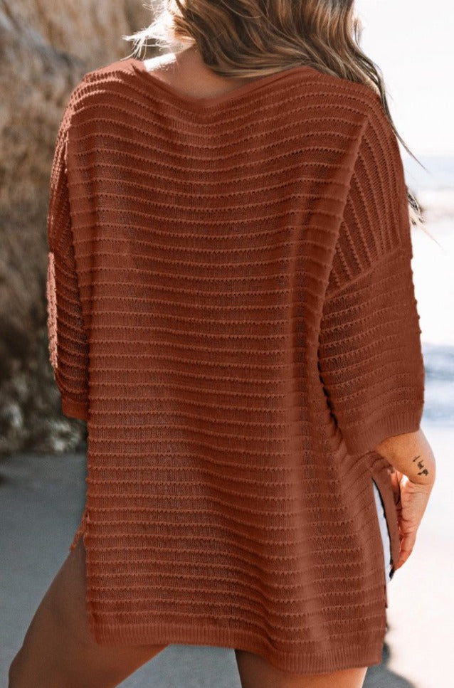 Orinthia Textured Knit Drop Shoulder Tee - Rebel Nomad