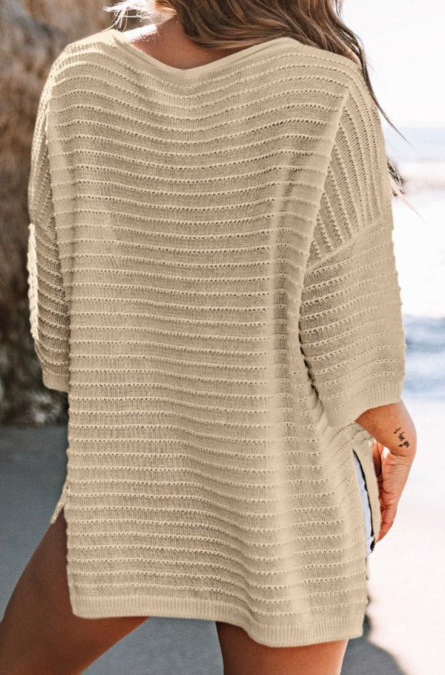 Orinthia Textured Knit Drop Shoulder Tee - Rebel Nomad