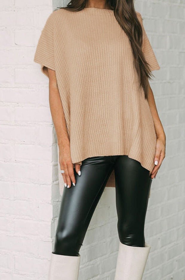 Ostrys Short Sleeve Side Slit Oversized Sweater - Rebel Nomad