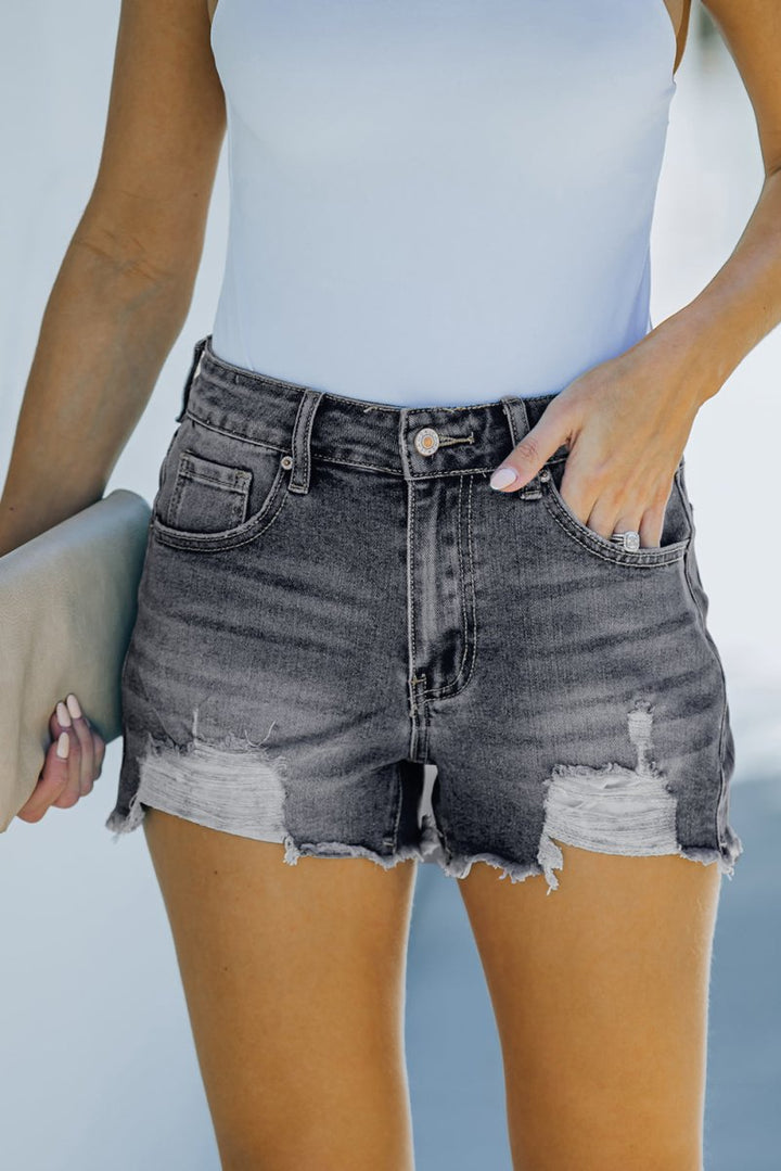 Paragona Distressed Frayed Denim Shorts - Rebel Nomad