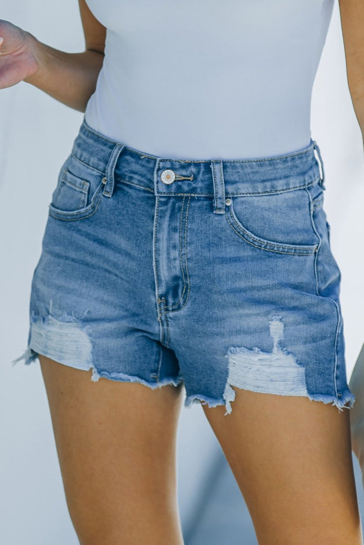 Paragona Distressed Frayed Denim Shorts - Rebel Nomad