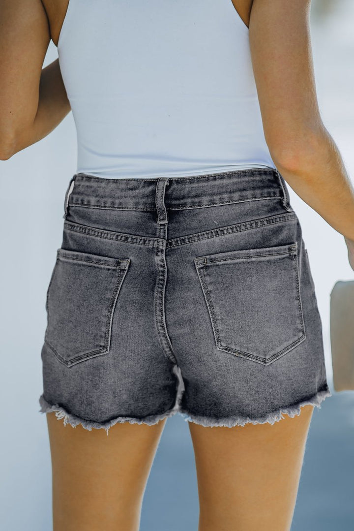 Paragona Distressed Frayed Denim Shorts - Rebel Nomad