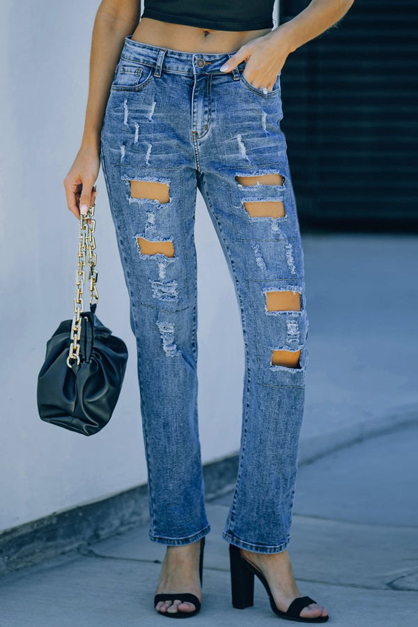 Pari Buttoned Pockets Distressed Jeans - Rebel Nomad