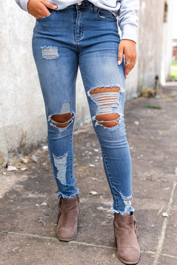 Parisienne High Waist Distressed Skinny Jeans - Rebel Nomad