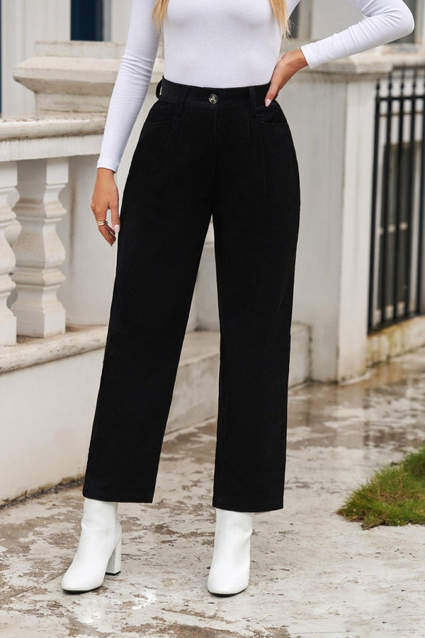 Parthenia Corduroy High Waist Straight Leg Pants - Rebel Nomad