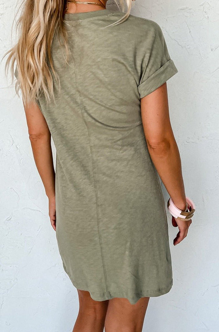 Pearlie Folded Sleeve Twisted Mini T-Shirt Dress - Rebel Nomad