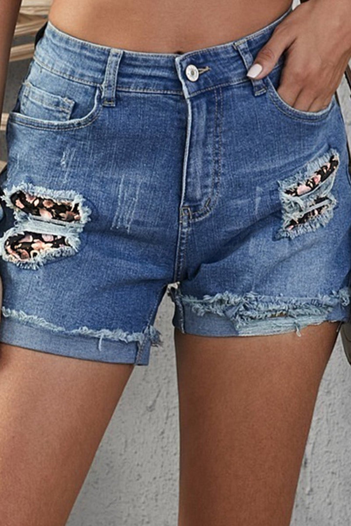 Penelope Patchwork Rolled Hem Denim Shorts - Rebel Nomad