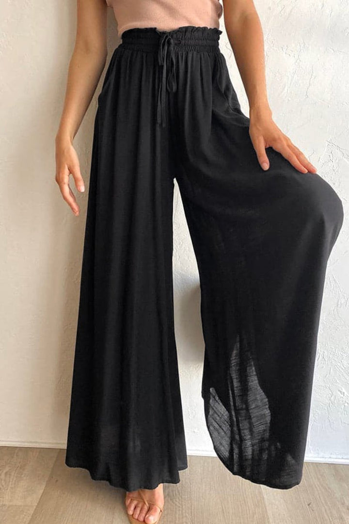 Pennie Drawstring Smocked High Waist Wide Leg Pants - Rebel Nomad