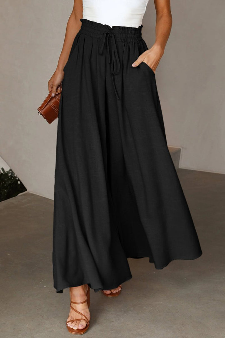 Pennie Drawstring Smocked High Waist Wide Leg Pants - Rebel Nomad