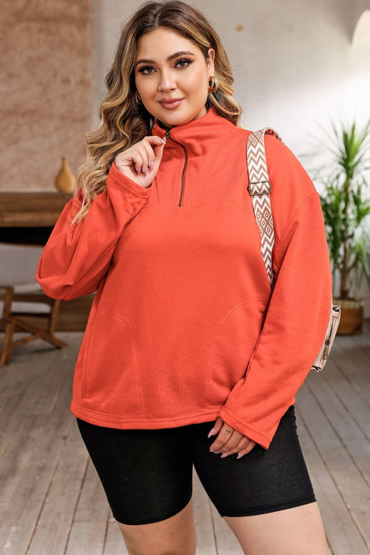 Penny Plus-Size O-ring Zipper Pocketed Sweatshirt - Rebel Nomad