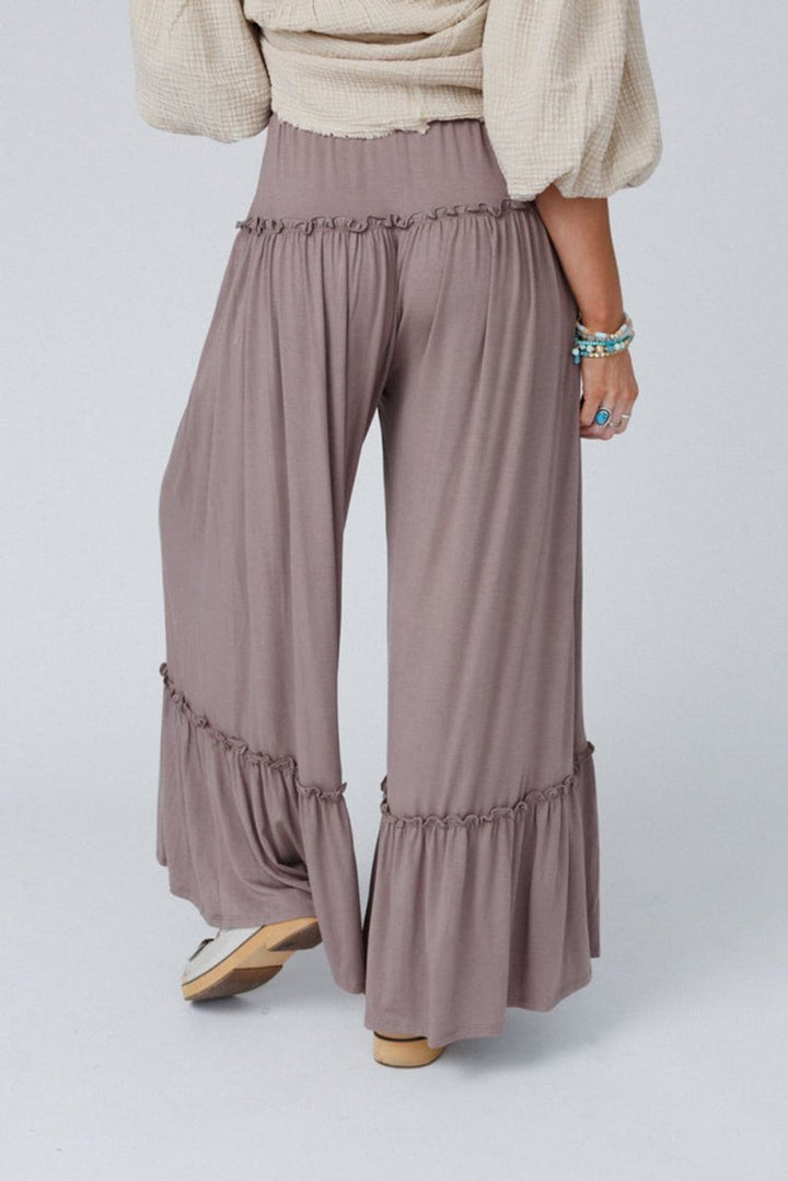 Petunia Frilled Drawstring High Waist Wide Leg Pants - Rebel Nomad