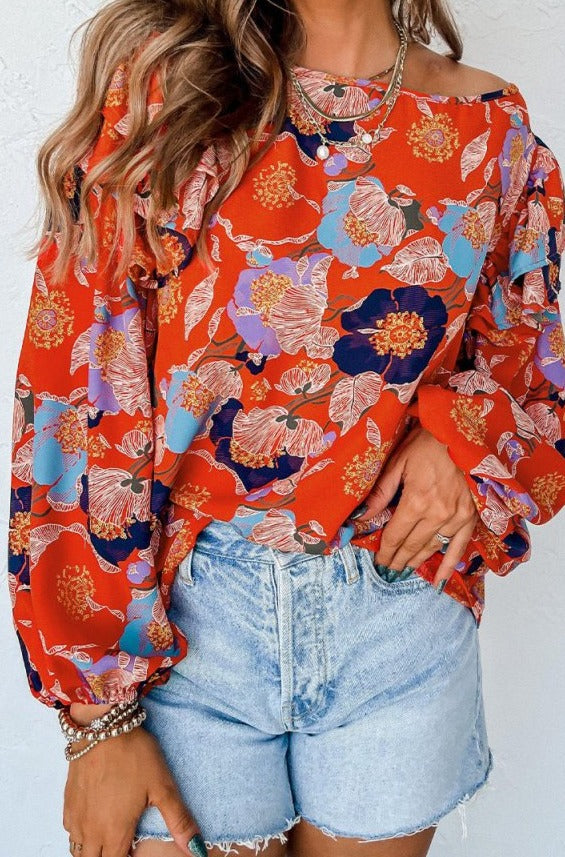 Philippa Floral Print Ruffle Puff Sleeve Blouse - Rebel Nomad