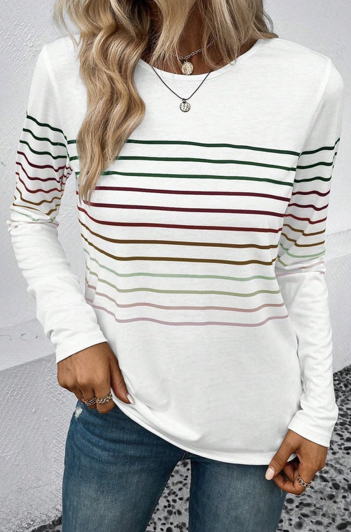 Qeturah Striped Crew Neck Long Sleeve Top - Rebel Nomad