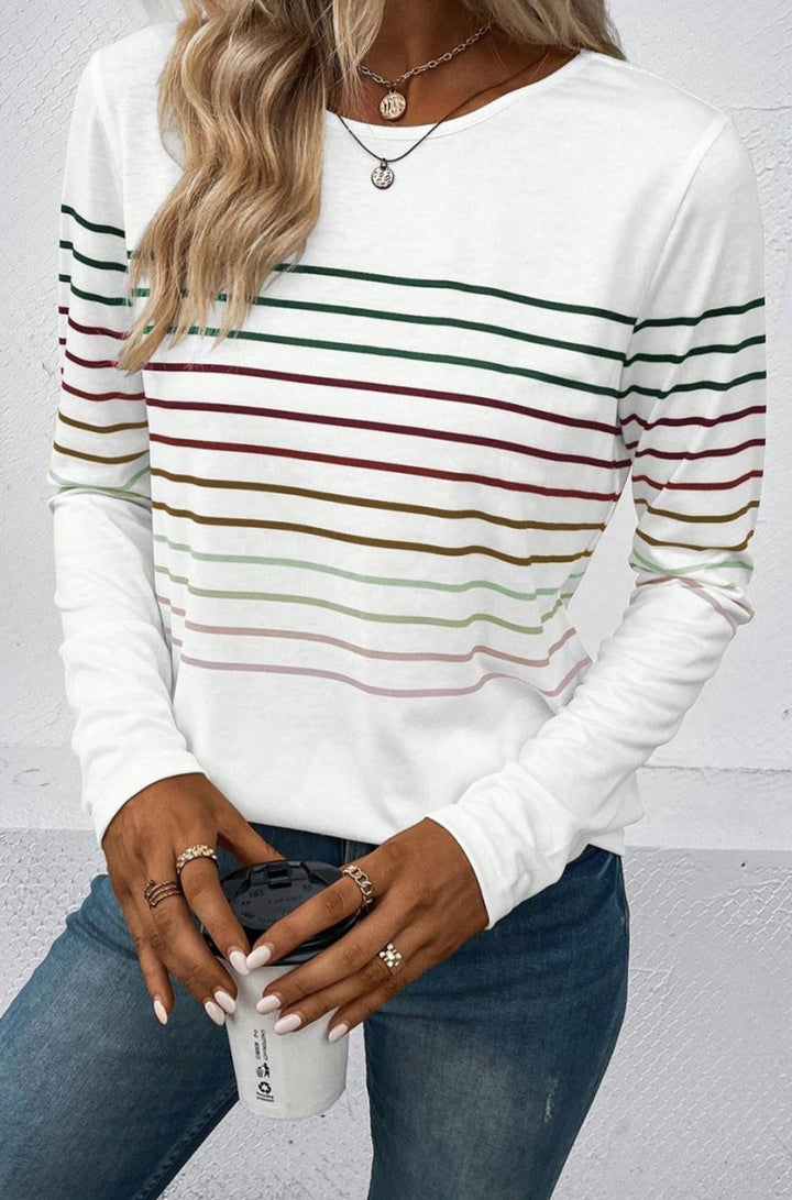 Qeturah Striped Crew Neck Long Sleeve Top - Rebel Nomad