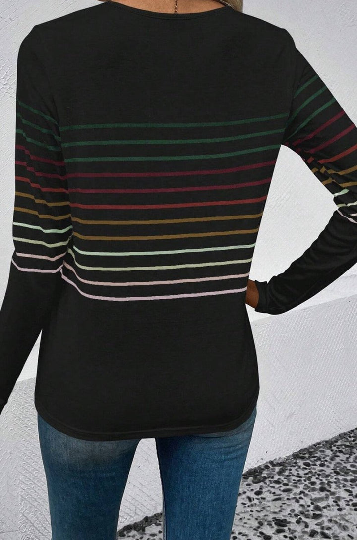 Qeturah Striped Crew Neck Long Sleeve Top - Rebel Nomad