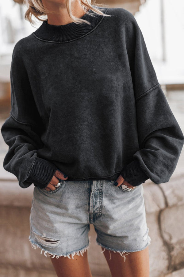 Quinby Drop Shoulder Crew Neck Pullover Sweatshirt - Rebel Nomad