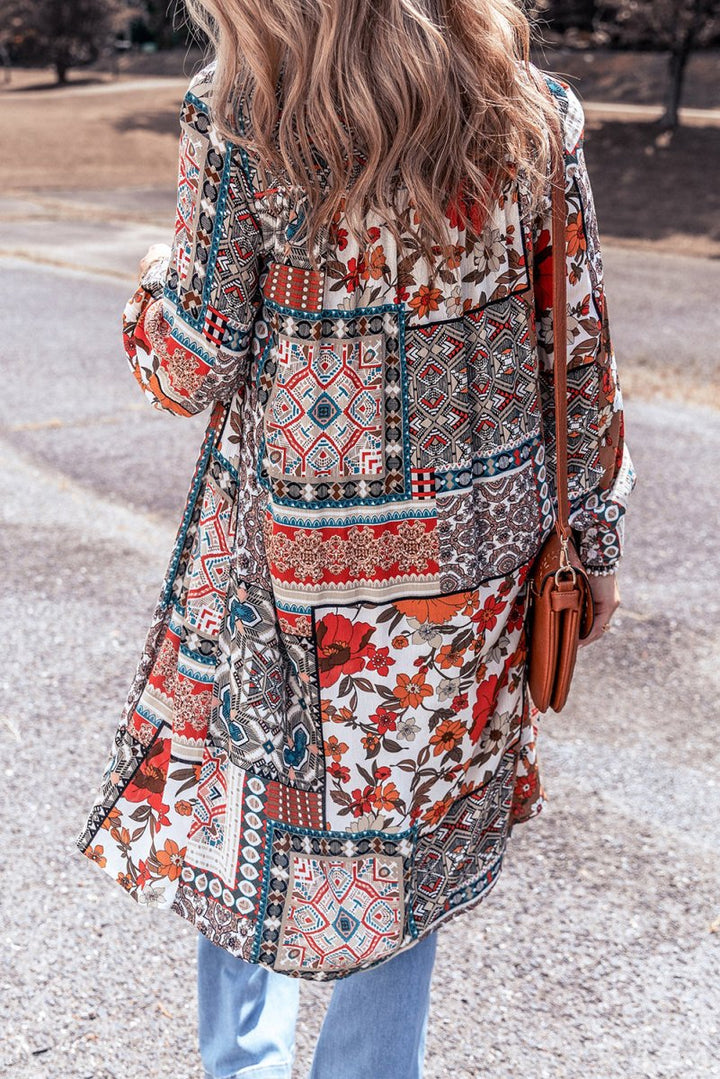 Raina Boho Mix Print Long Kimono - Rebel Nomad